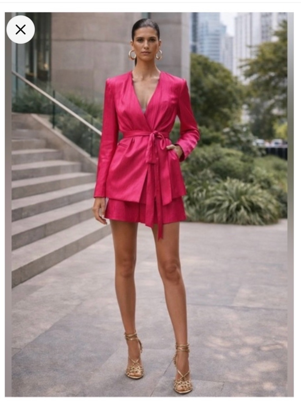 Zara Wrinkle Effect Belted Blazer